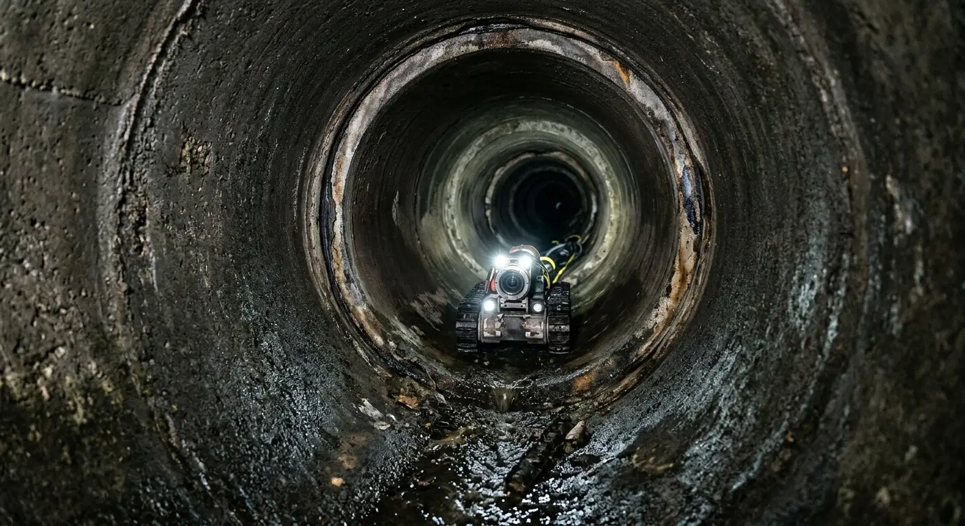 Robotic sewer camera inspecting pipe interior for Drain Snake Service in Glendale
